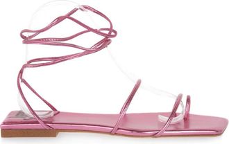 Jeffrey Campbell Roze Primma Platte Sandalen - Dames - Sandalen - Roze - 40 EU - Leer - Schoenen
