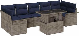 vidaXL Conjunto De Sof&aacute; De Jard&iacute;n 8 Uds. Gris Rat&aacute;n Sint&eacute;tico Vidaxl