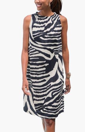 Lascana Womens High Neck Swing Dress in Ivory Navy at Nordstrom, Size 14