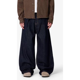 mnml Pleated Baggy Wide Leg Jeans in Rinsed Indigo at Nordstrom, Size 30