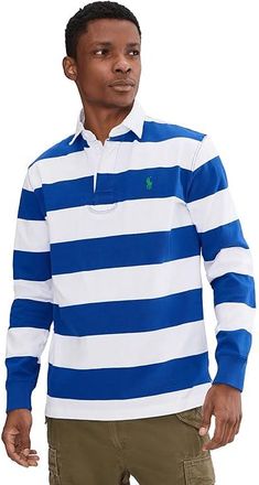 Polo Ralph Lauren The Iconic Rugby Shirt Mens Clothing Pacific Royal/Classic Oxford White : 2XL, Cotton/Jersey