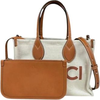 Gucci Pre-owned Tote Bags, female, Beige, Size: ONE SIZE Pre-owned Canvas Tote Bag