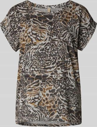 Soyaconcept T-Shirt mit geripptem Rundhalsausschnitt in Dunkelbraun, Größe XS