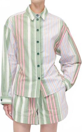Stine Goya Boyfriend Shirt In Forest Stripe