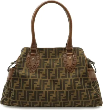 Fendi Dark Brown Khaki Brown Zucca Shoulder Bag Tote Bag (Pre-Owned)