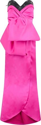 Moschino Lange satijnen jurk met studs - Dames - Avondkleed - Roze - S - Satijn - Kleedjes