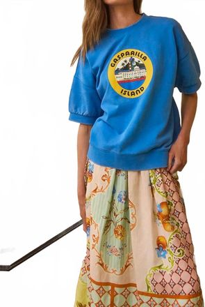 Hunter Bell Graphic Short Sleeve Sweatshirt In Turkish Blue