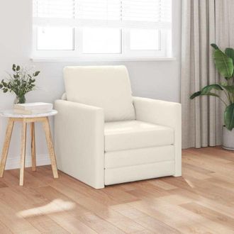 vidaXL Sof&aacute; Cama De Piso Con Coj&iacute;n Crema 74 X 77 X 81 Cm Terciopelo Vidaxl