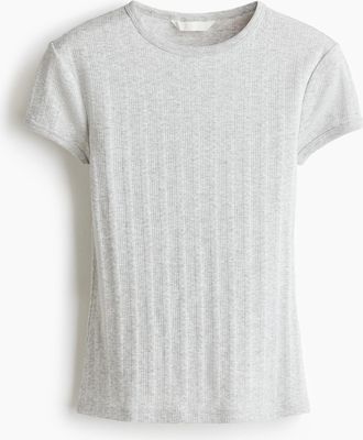 H&M T-Shirt aus Pointellestrick - Hellgraumeliert