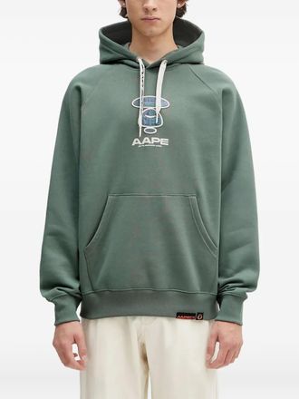 Aape By A Bathing Ape Moonface Logo hoodie - men - Cotton/Polyester - L - Green