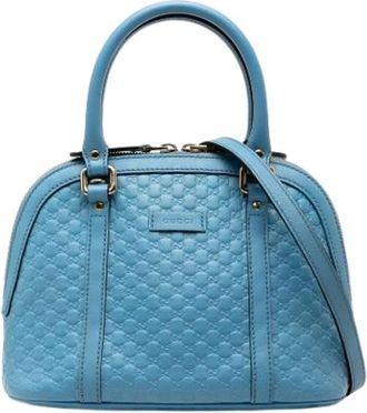 Gucci Pre-owned Handbags, female, Blue, Size: ONE SIZE Pre-owned Leather Handbag