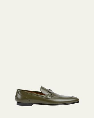 Gucci Mens Jordaan Moccasin Leather Bit Loafers