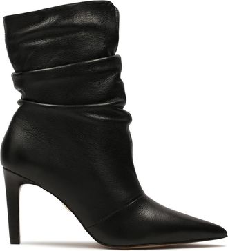 Kazar Leren laarzen met gekreukeld bovendeel - Dames - Laarzen met Hak - Zwart - 38 EU - Leer - Schoenen