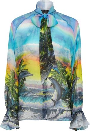 Philipp Plein Silk Chiffon Shirt Hawaii - Dames - Overhemden - Veelkleurig - L - Chiffon - Overhemden