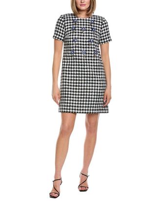 Carolina Herrera Houndstooth Linen-Blend Shift Dress