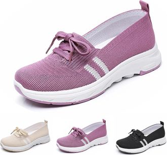 Generic Orthopedic Shoes for Women,Ladies Slip on Trainers,Women Lightweight Slip-On Knitted Sneakers Comfortable Fashion Flat Walking Shoes Breathable Slip O