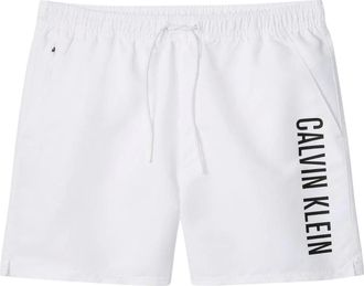 Calvin Klein Beachwear, male, White, Size: L Medium Drawstring Swim Shorts