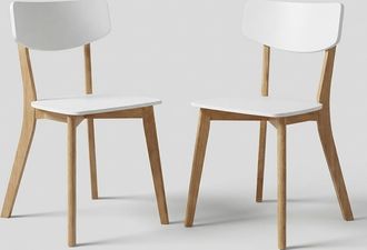 Oresteluchetta Juego De 2 Sillas De Madera Maciza De Roble Con Asiento Mdf Blanco Mate Tokyo