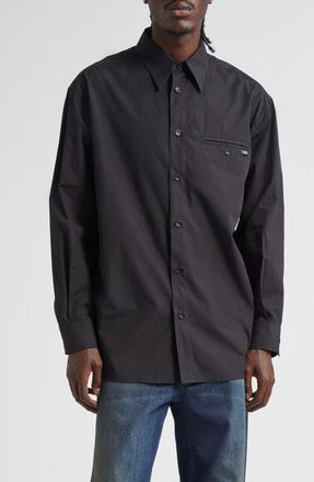 Maison Margiela Long Sleeve Button-Up Shirt in Anthracite at Nordstrom, Size 42 Us