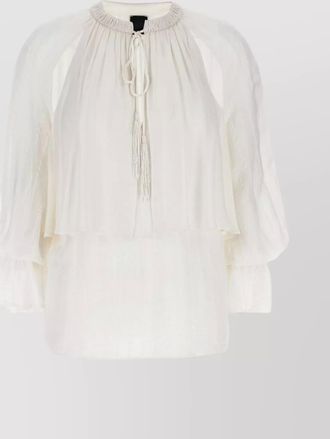 Pinko layered sheer fabric top with tassel detail