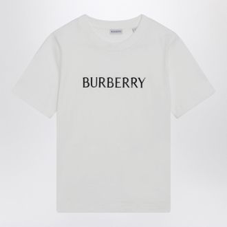 Burberry White T Shirt With Logo Print