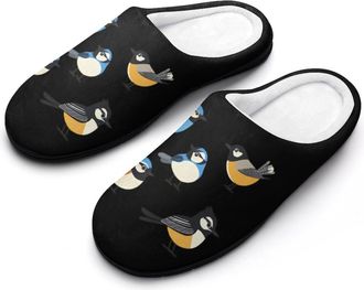 Generic Cute Birds Mens House Slippers Memory Foam Washable Cotton Slip on Home Shoes