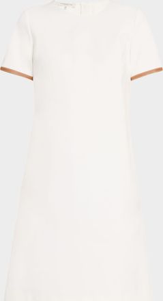 Lafayette 148 New York Leather-Trim Cotton Dress