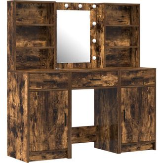 vidaXL Vidaxl - Conjunto De Mesa De Tocador Con Caj&oacute;n 3 Pcs Roble Ahumado