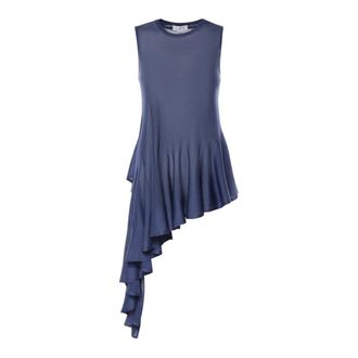 Alaia Asymmetric Godet Top - female - Ala&iuml;a - Sleeveless Tops - Blue - XS - Tops