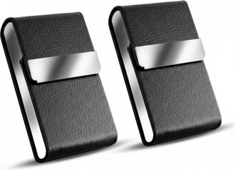 Generic Credit Card Slim Cards Case with Metal Magnetic Clasp Business Card for Men and Women (Black-6 x 1 x 9 Cm)