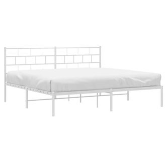 Berkfield Home Metal Bed Frame with Headboard White 183x213 cm