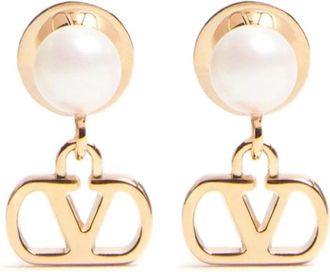 Valentino Garavani Golden VLogo Drop Earrings