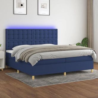 vidaXL Vidaxl - Cama Box Spring Colch&oacute;n Y Luces Led Tela Azul 200x200 Cm