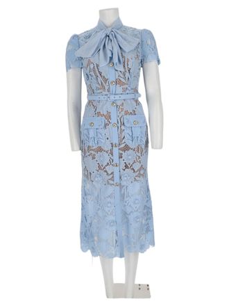 Self Portrait Fitted Lace Bow Detail Midi Dress