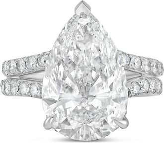 Diana M. Jewels Platinum 8ct lab grown pear diamond Micropav&eacute; Split Shank Ring