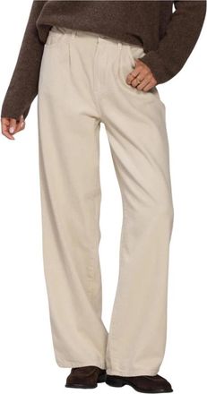 Knit-ted Charly Broek - Dames - Wijde Broeken - Beige - S - Katoen - Broeken