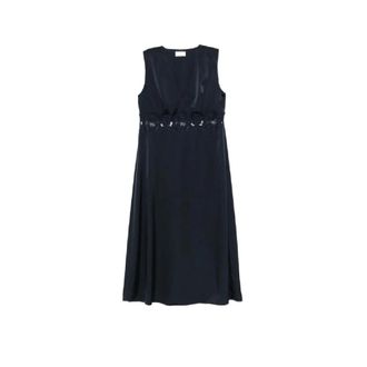 P.A.R.O.S.H. Lace V-neck Midi Jurk - Dames - Casual kleedjes - Blauw - M - Kleedjes