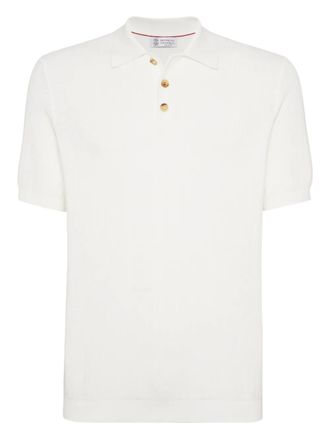 Brunello Cucinelli ribbed polo shirt - White