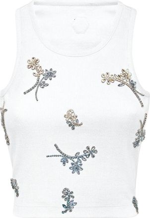 Philipp Plein Flowers Tanktop - Dames - Tops zonder mouwen - Blauw - 2XL - Polyester - Tops