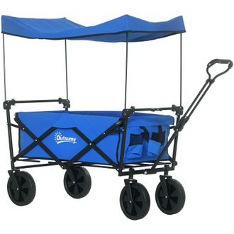 OUTSUNNY Carro De Jard&iacute;n Con Toldo Desmontable Carro Plegable Con Longitud Y &Aacute;ngulo Del Mango Ajustables Y Bolsa De Transporte Carga 100 Kg