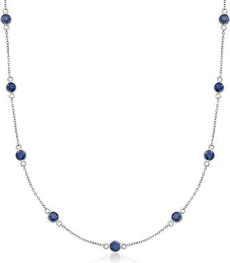 Ross-Simons Sapphire Station Necklace in Sterling Silver