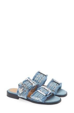 Ganni Buckle Slide Sandal in Faded Denim at Nordstrom Rack, Size 5Us / 35Eu