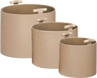 Beliani Beliani - Conjunto De 3 Cestas De Almacenaje Hechas A Mano Con Asas De Piel Sint&eacute;tica Beige Aram