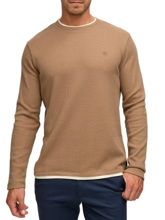 Indicode Langarmshirt INDICODE INSigfinn, Herren, Gr. XXL, otter, Single Jersey, Obermaterial: 60% Baumwolle, 40% Polyester, unifarben, regular fit normal, Run