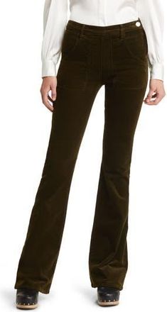 Frame Denim Le Francoise High Waist Flare Velvet Pants in Surplus at Nordstrom Rack, Size 33