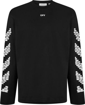 Off-white Off White Heren-T-shirt met lange mouwen in de Brick-kleur en een relaxte pasvorm (Zwart)