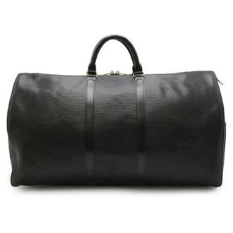 Louis Vuitton Vintage, unisex, Zwart, ONE Size, Leer, Pre-owned Vintage Weekendtas