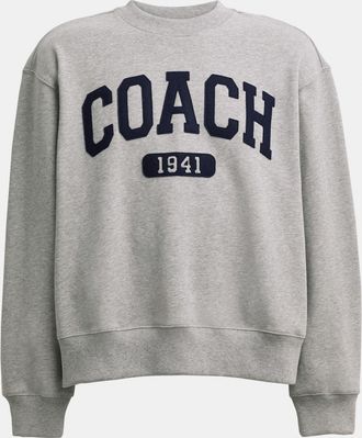 Coach Womens Sporty Logo Boyfriend Crewneck - Grey - Size X-Small