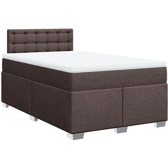vidaXL Vidaxl - Cama Box Spring Con Colch&oacute;n Tela Marr&oacute;n Oscuro 120x190 Cm