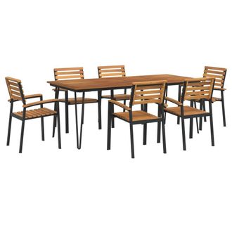 vidaXL Juego De Comedor De Jard&iacute;n 7 Pzas Madera Maciza Acacia Y Metal Vidaxl
